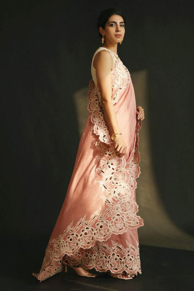 Thumbnail: Designer Pitch Colored Saree