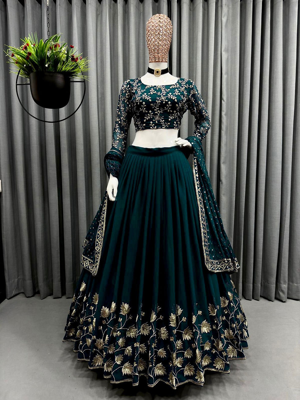 Buy Wedding Wear Dark Green Color Sequence Work Lehenga Choli