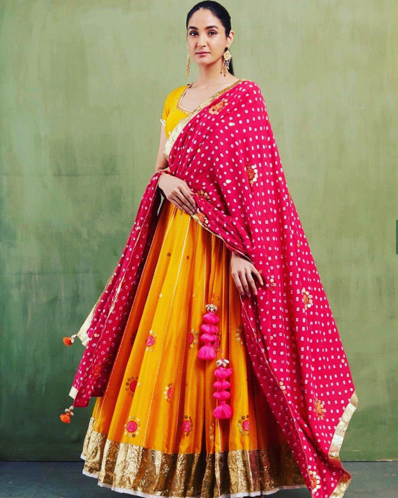 Buy Stylish Yellow Colored Georgette Party Wear Lehenga Choli