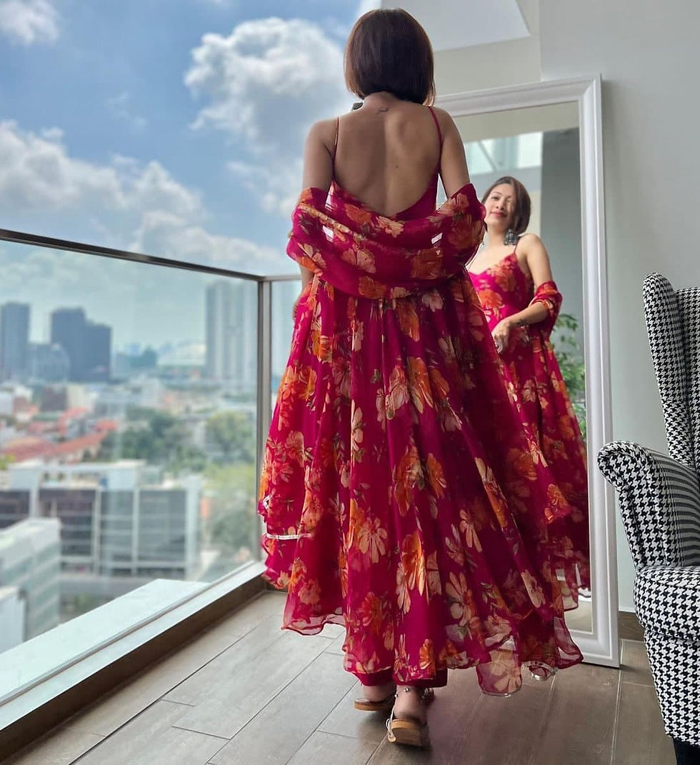 Festival Wear Pink Floral Anarkali Suit For Girls