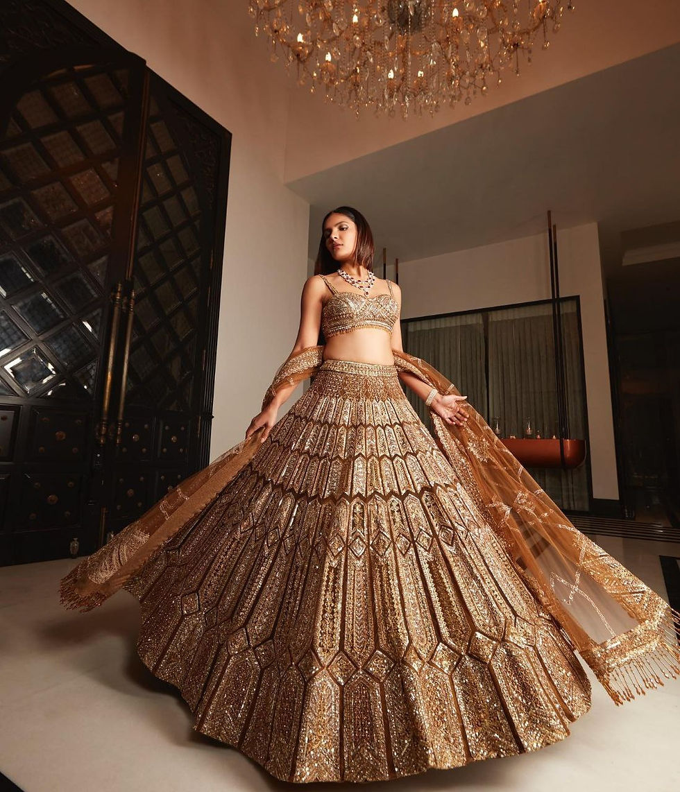 Buy heavy golden pattern sequence work lehenga choli