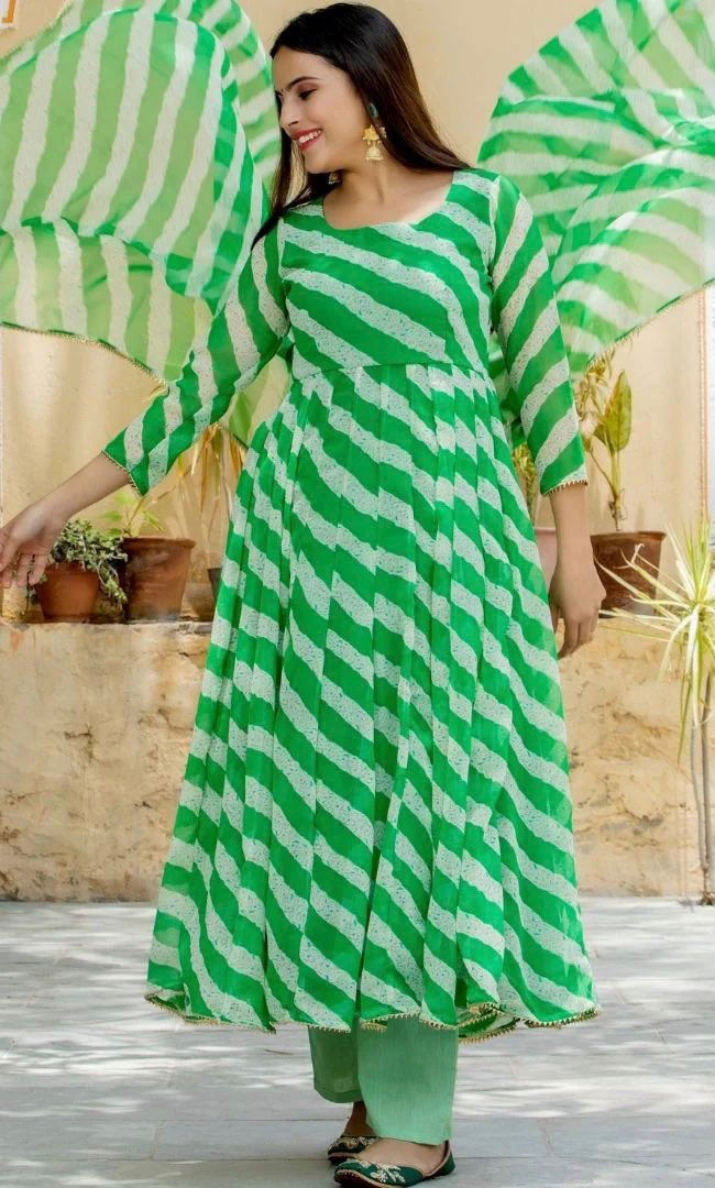 Thumbnail: Buy Trending Lehariya pattern suit For wedding function
