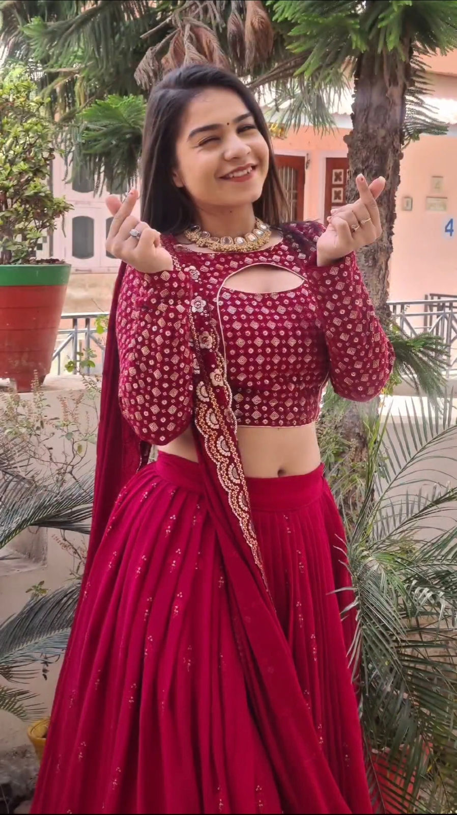 Thumbnail: Buy Heavy Georgette Pink Color Lehenga choli for Wedding