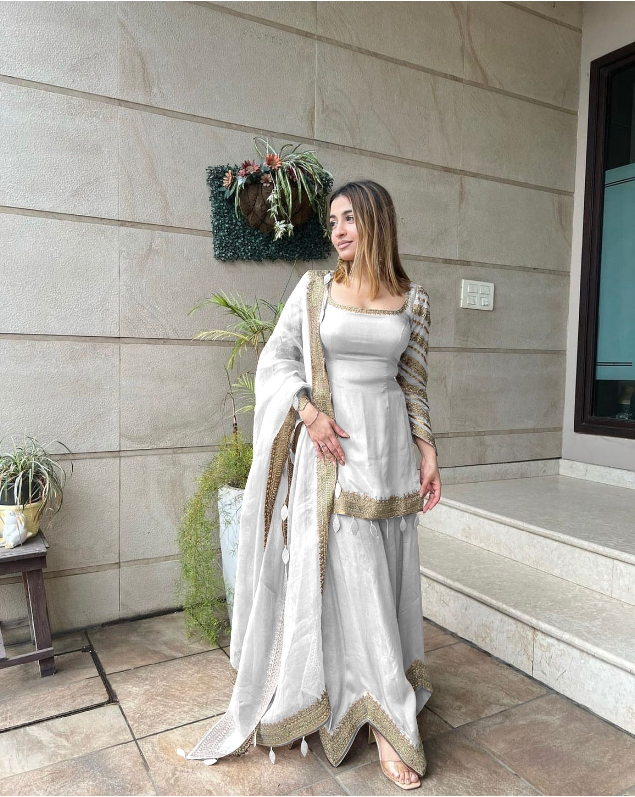 Buy heavy cream color georgette suit