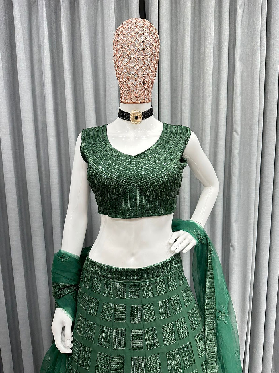 Thumbnail: Buy latest Trending Green Color Sequence work lehenga choli