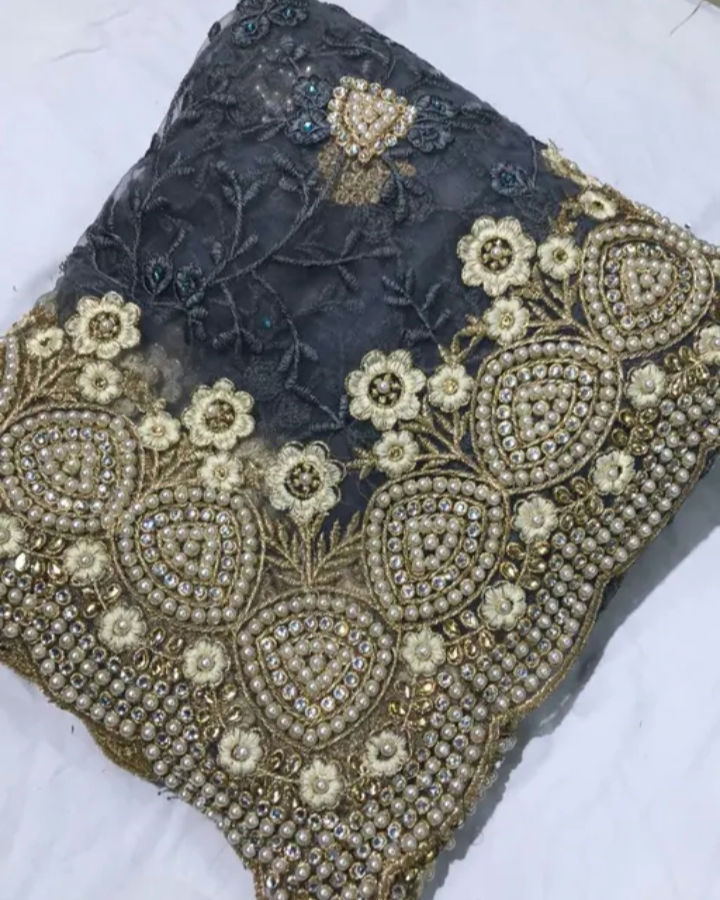 Thumbnail: Buy heavy wedding wear moti work net trending saree by keerramnx