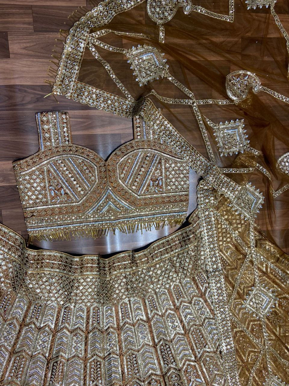 Thumbnail: Buy heavy golden pattern sequence work lehenga choli