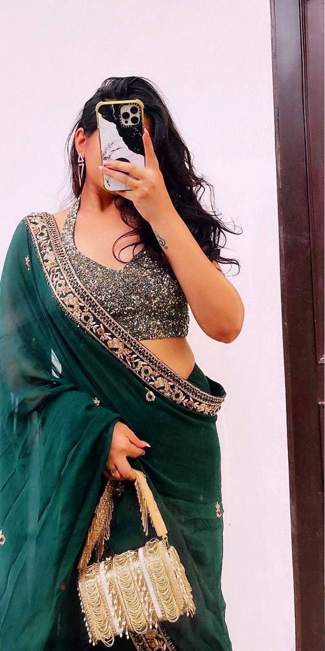 Buy Ravishing Green Sequence Work Wedding Wear Saree