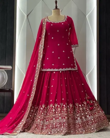 Buy Wedding Wear Pink Color With Work Lehenga With Top
