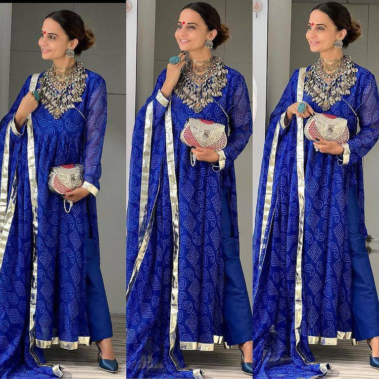 Buy Party Wear Blue Colored Designer Georgette Printed Gown