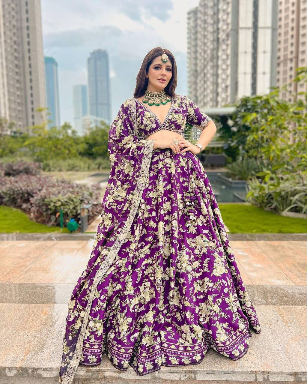 Buy Latest Trending flower work printed lehenga choli for wedding