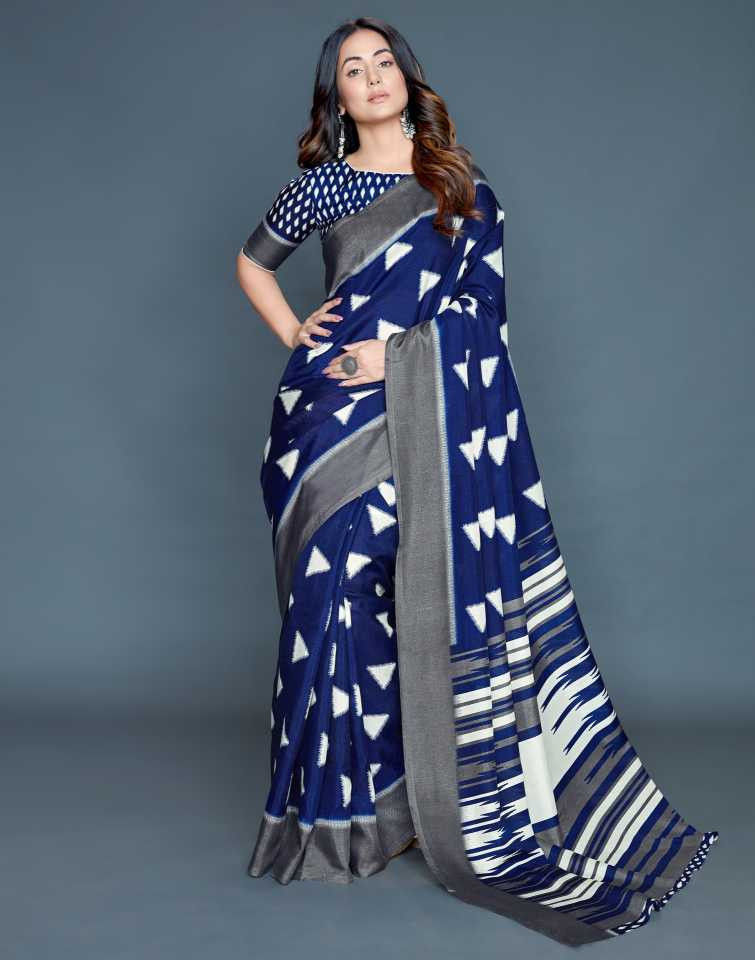 Buy Bollywood Heena Khan Blue Party Wear Saree
