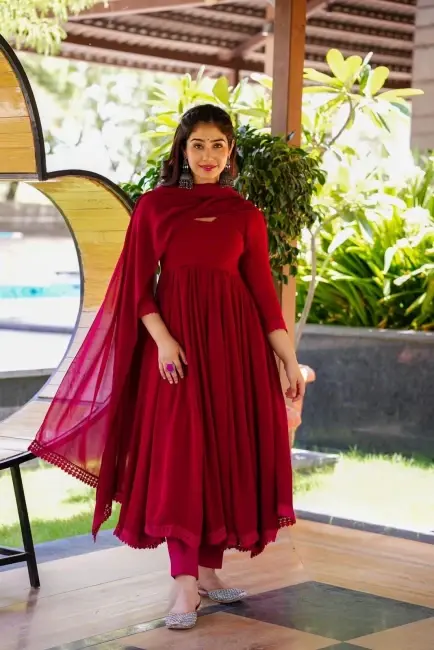 Buy Function Wear Dark Pink Color Georgette Anarkali Gown
