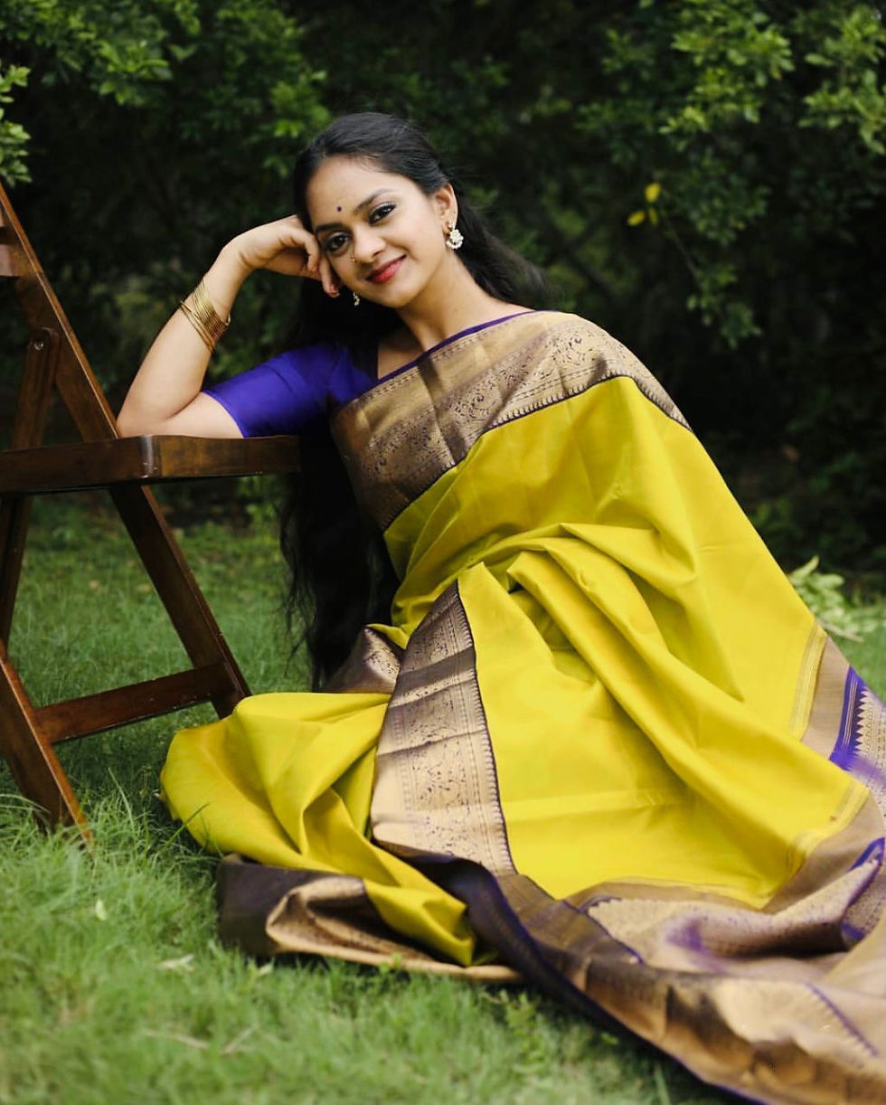 Thumbnail: Yellow Banarasi Silk Sarees