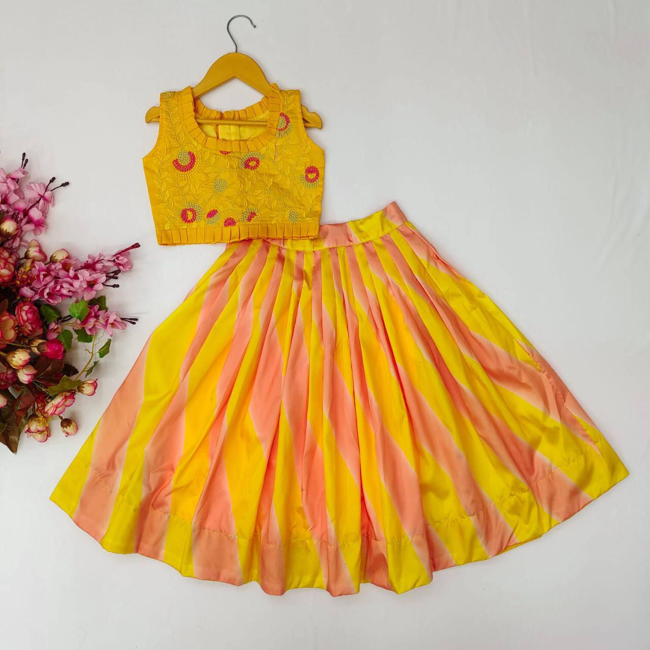 Buy Designer Yellow colored Crop top for Girl