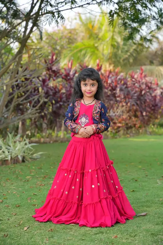 Buy Gorgeous Kids Wear Pink Color Lehenga With Jacket