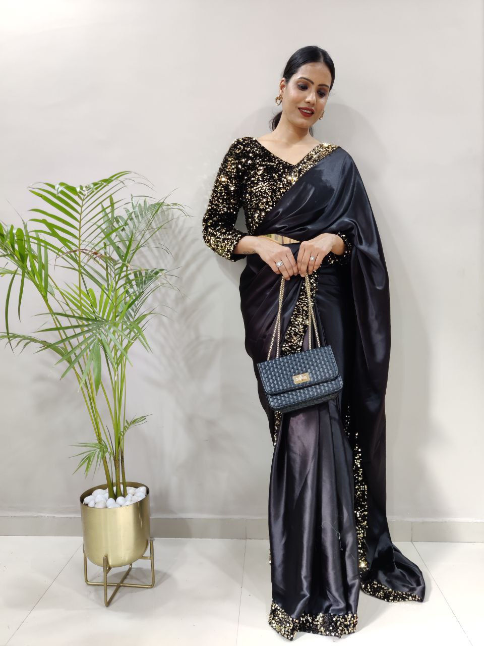 Buy heavy Velvet sequence work saree for wedding