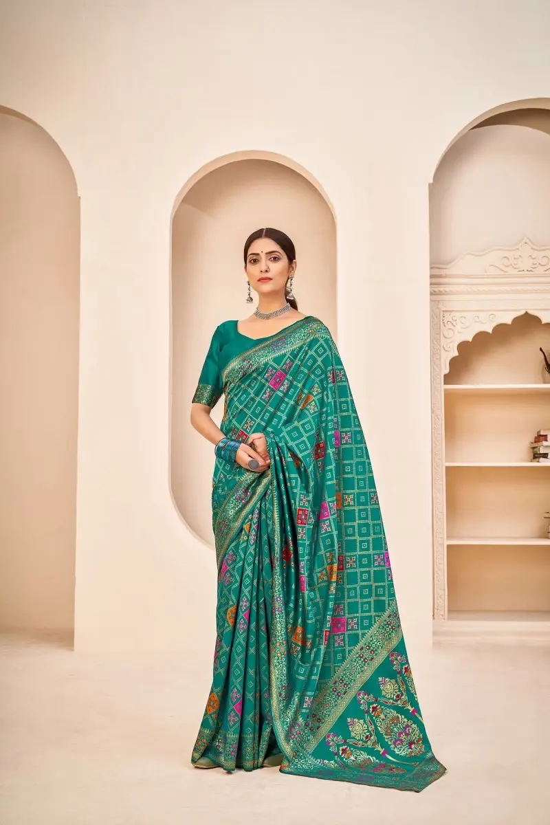 Buy Adorable Teal Green Color Banarasi Silk Stylish Saree