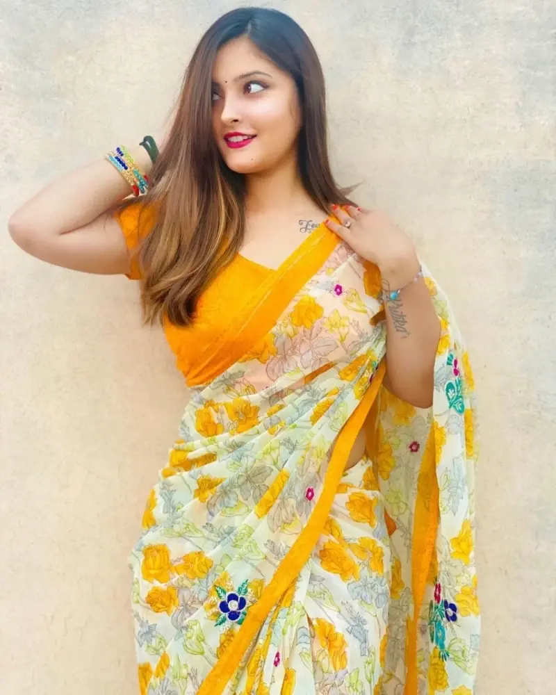 Buy Beautiful Designer Yellow Printed Saree