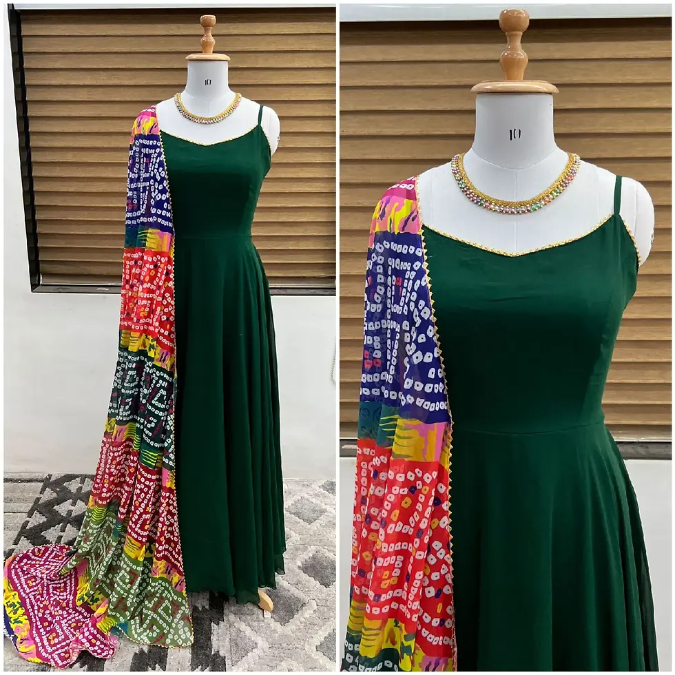 Buy Beautiful Digital Print Georgette Green Color Long Gown