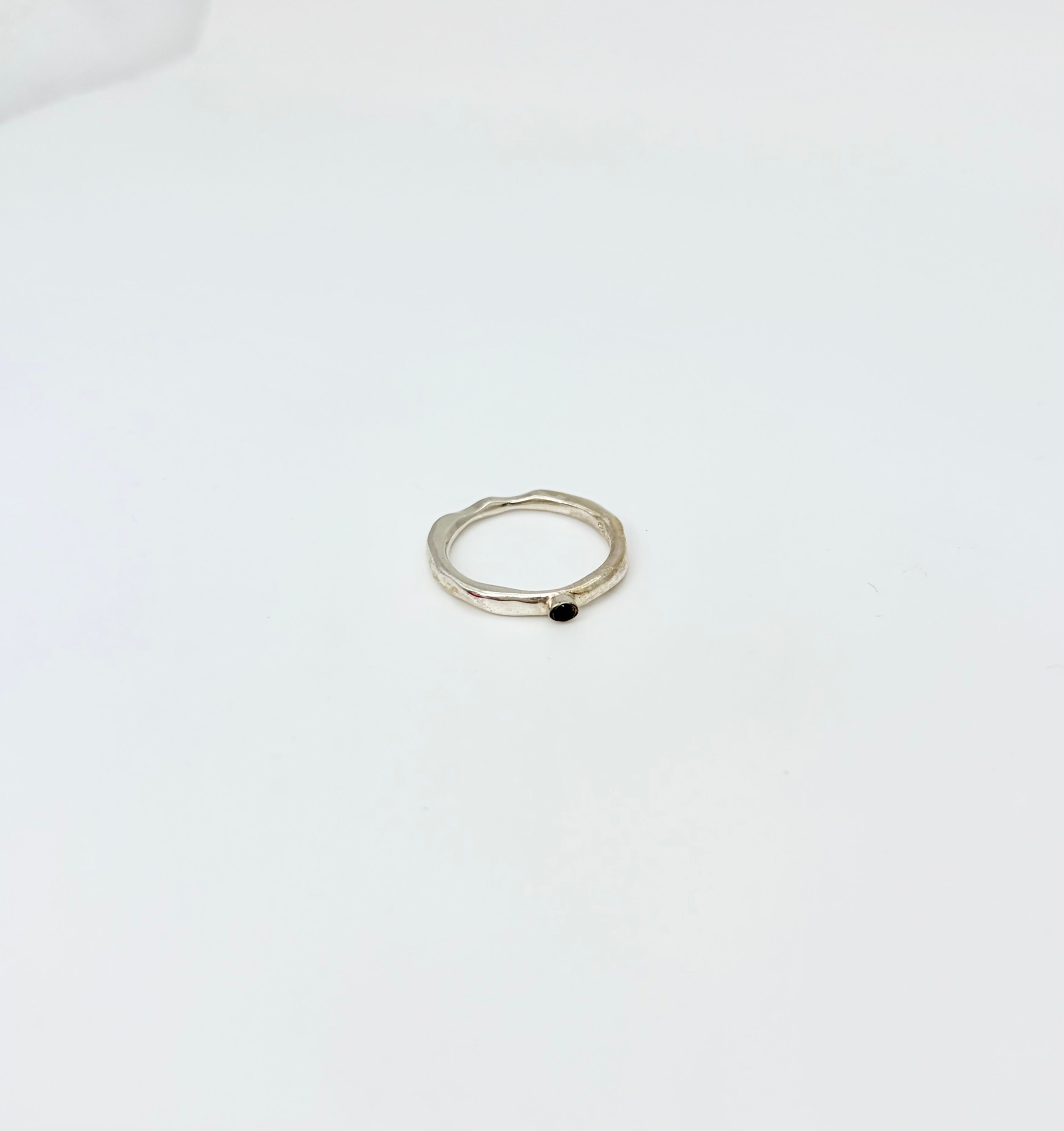 Rosa Maria Handcrafted Riyo Silver Ring with Black Diamond
