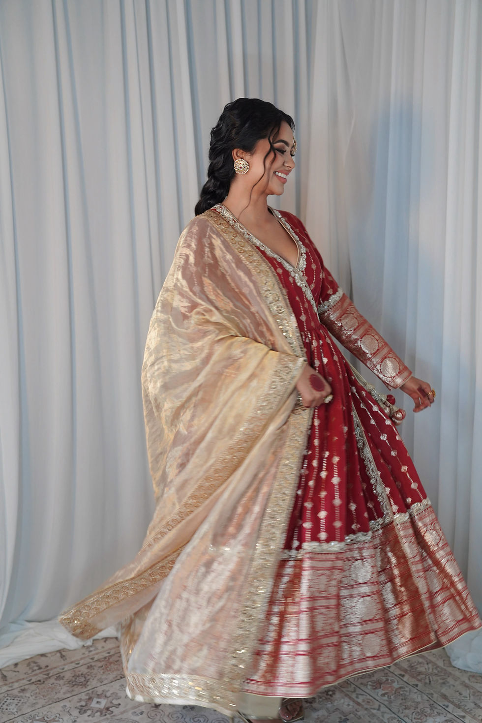 Thumbnail: Banarasi Silk Gold Zari & Mirror Angrakha Set