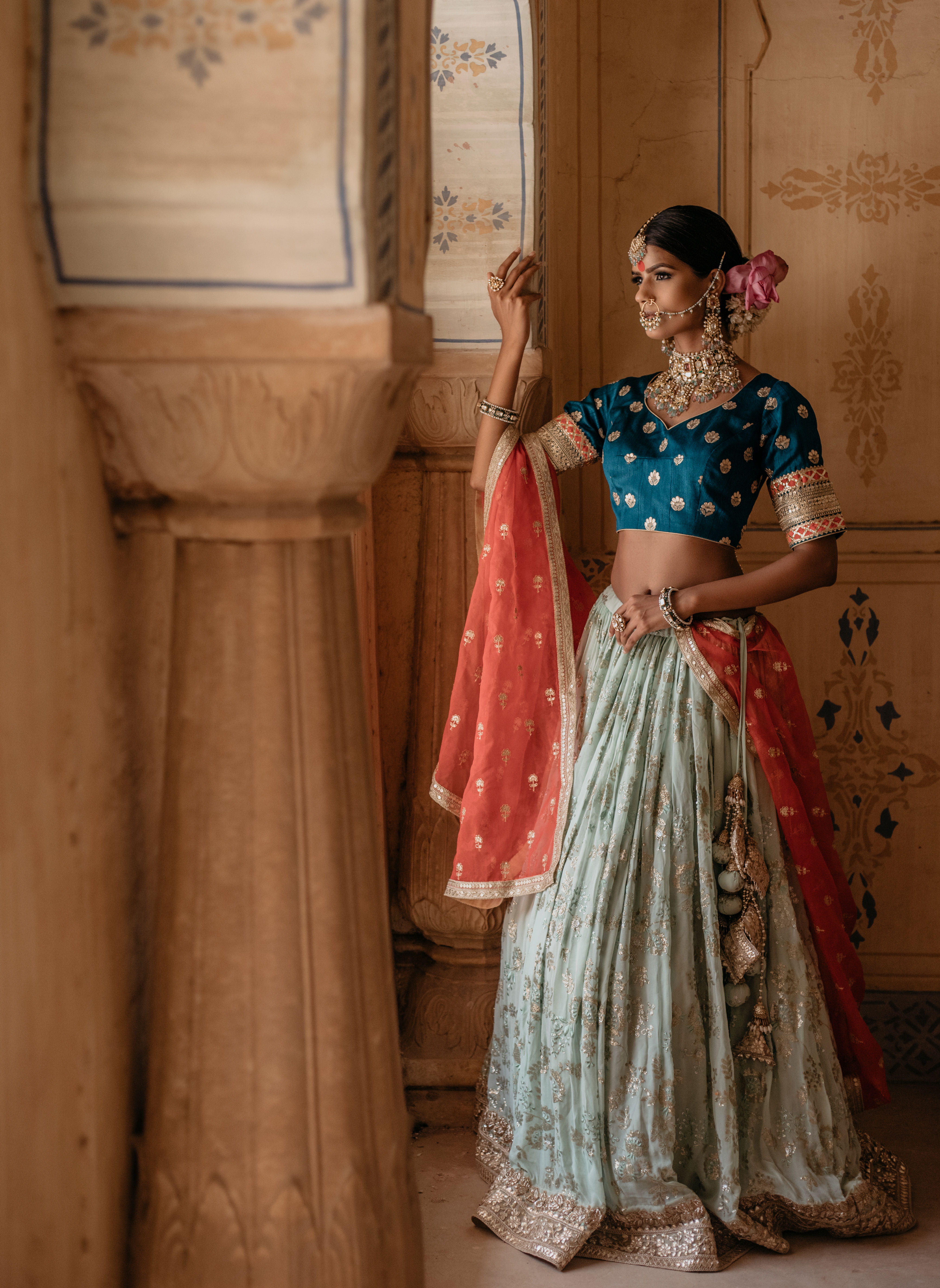 Sequins Georgette Zari Lehenga Set