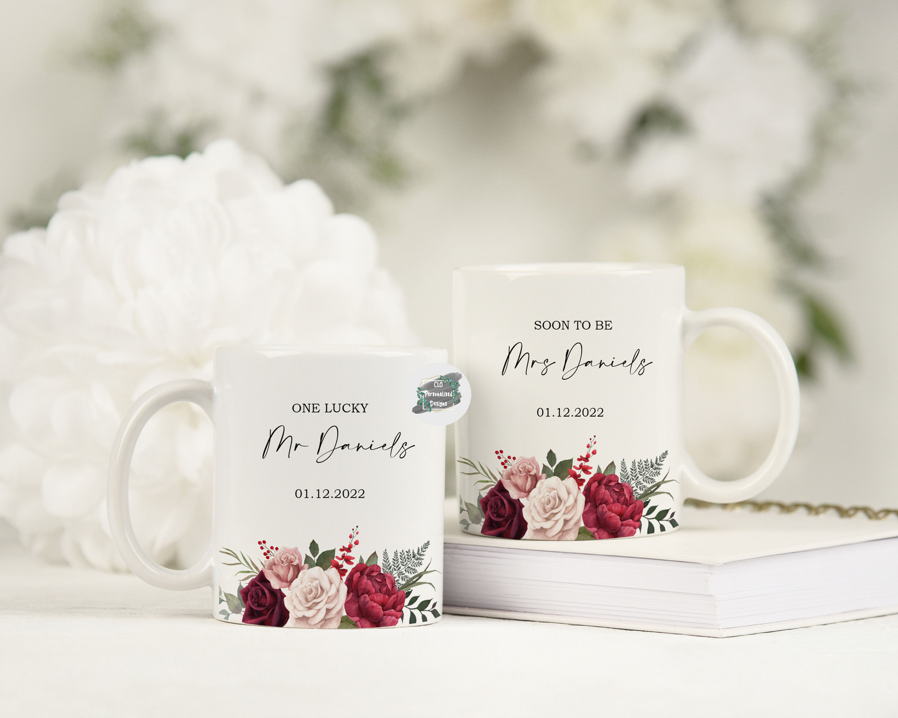 Personalised Engagement Gift, His & Hers Mugs, Soon To Be Mrs, One Lucky Mr