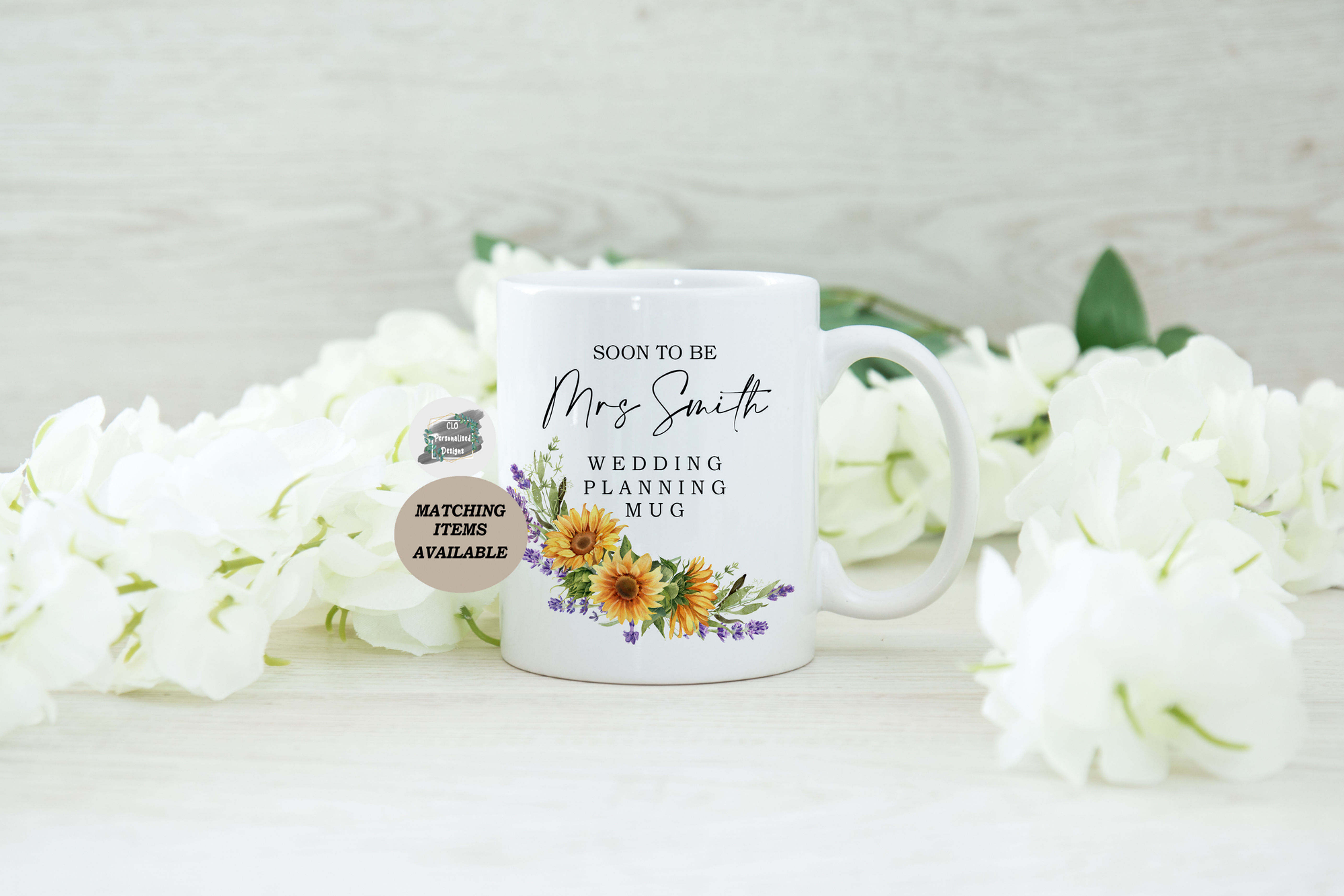Personalised Sunflower Lavender Wedding Planning Mug Bride To Be Engagement Mug