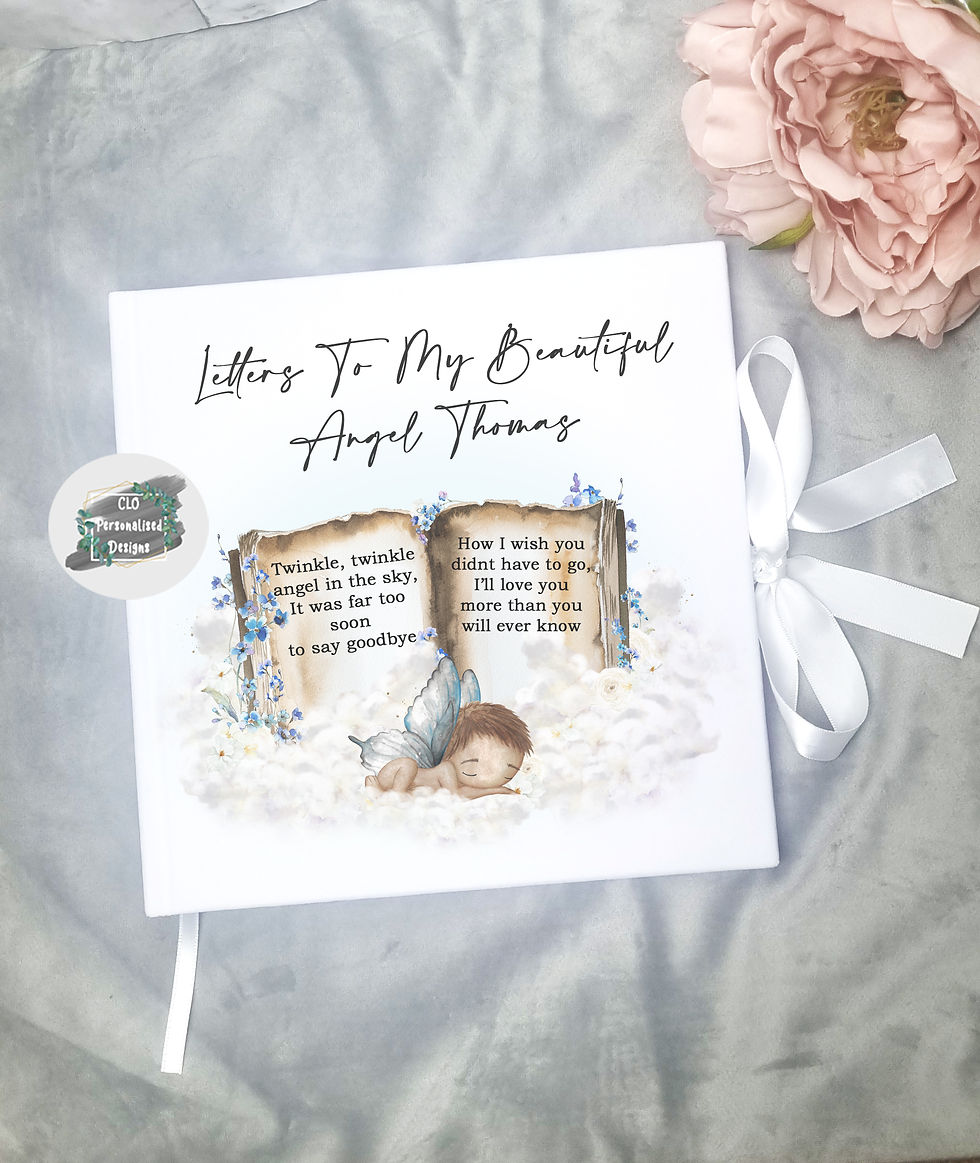 Personalised Baby Loss Journal Keepsake, Infant Memorial, Forget Me Nots Boy