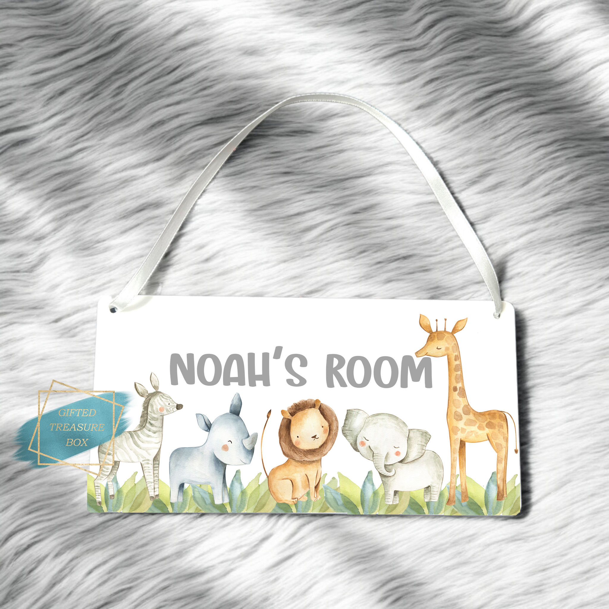 Personalised Kids Safari Animals Car Door Sign, Kids Bedroom Door Sign