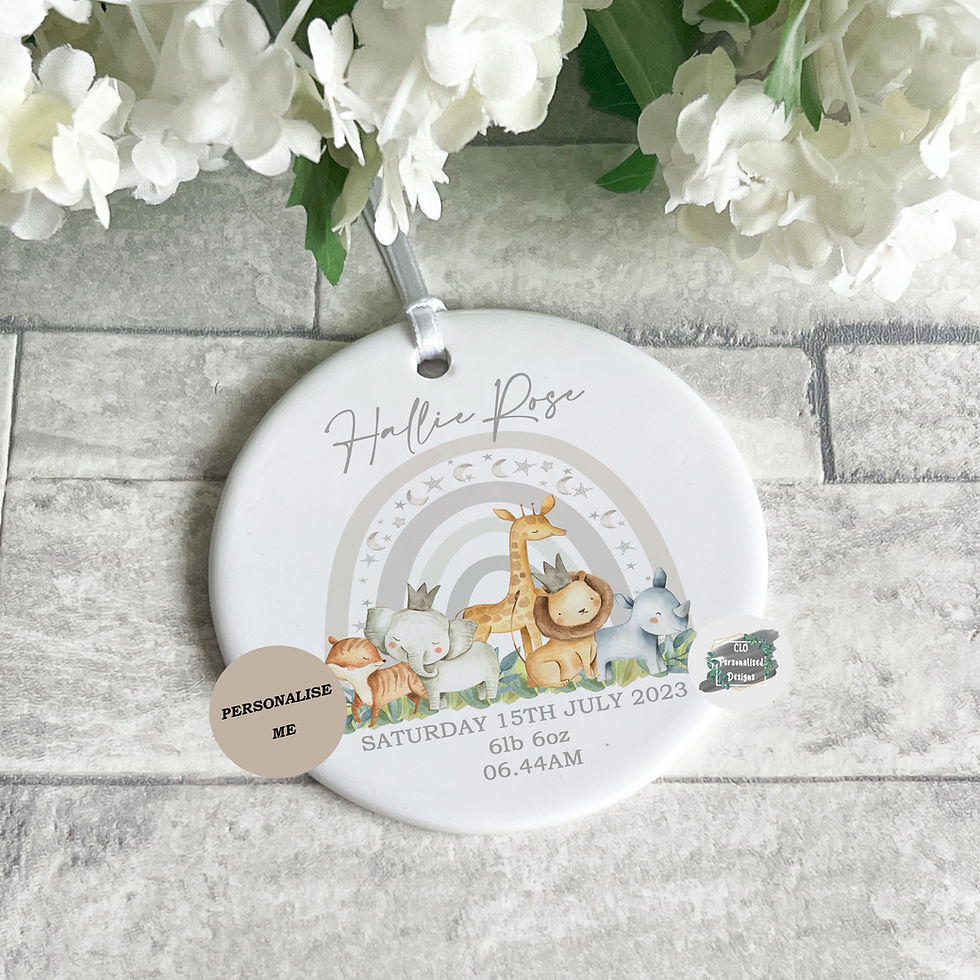 New Baby Ceramic Ornament, Birth Stat Bauble, New Baby Keepsake