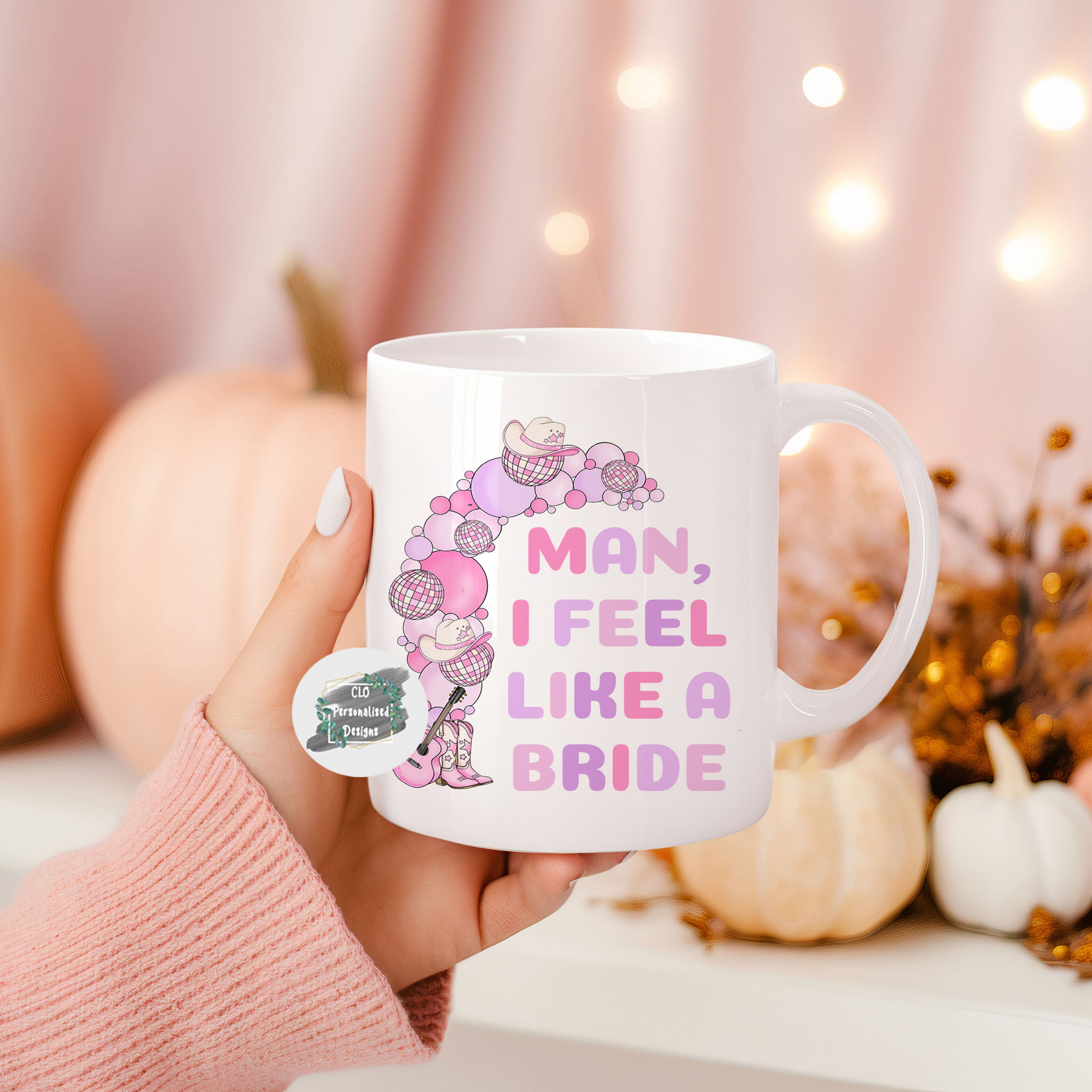 Groovy Boho Disco Man I Feel Like A Bride Mug, Bride To Be Gift, Engagement Gift