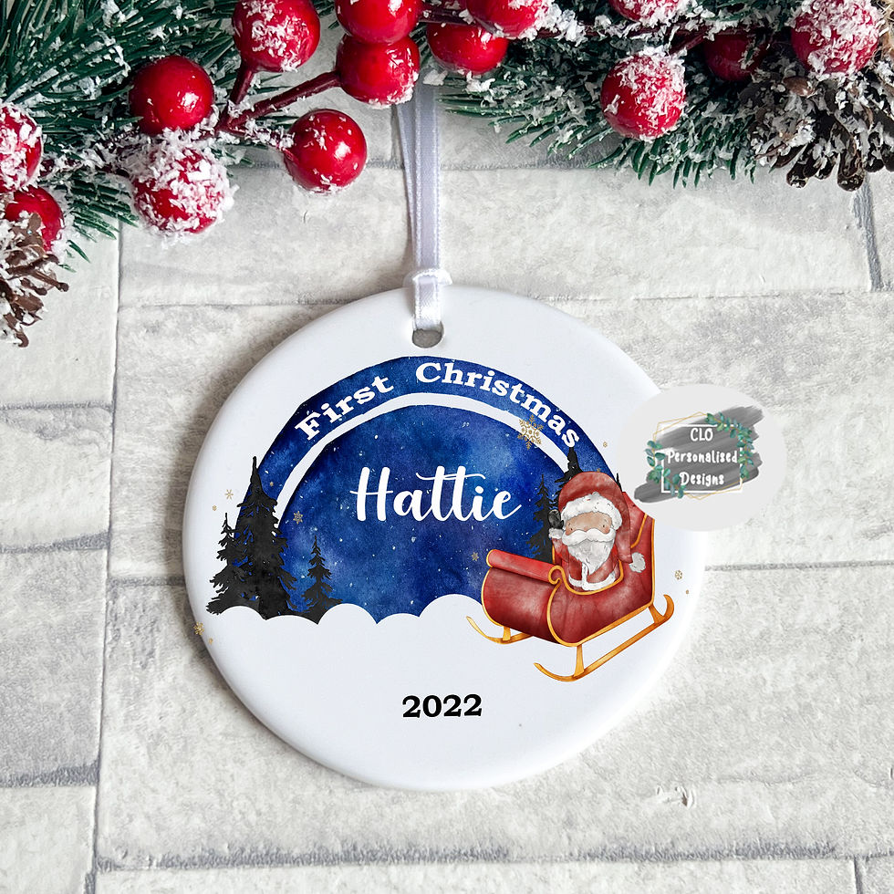 Personalised Baby First Christmas Decoration, First Christmas Ceramic Bauble