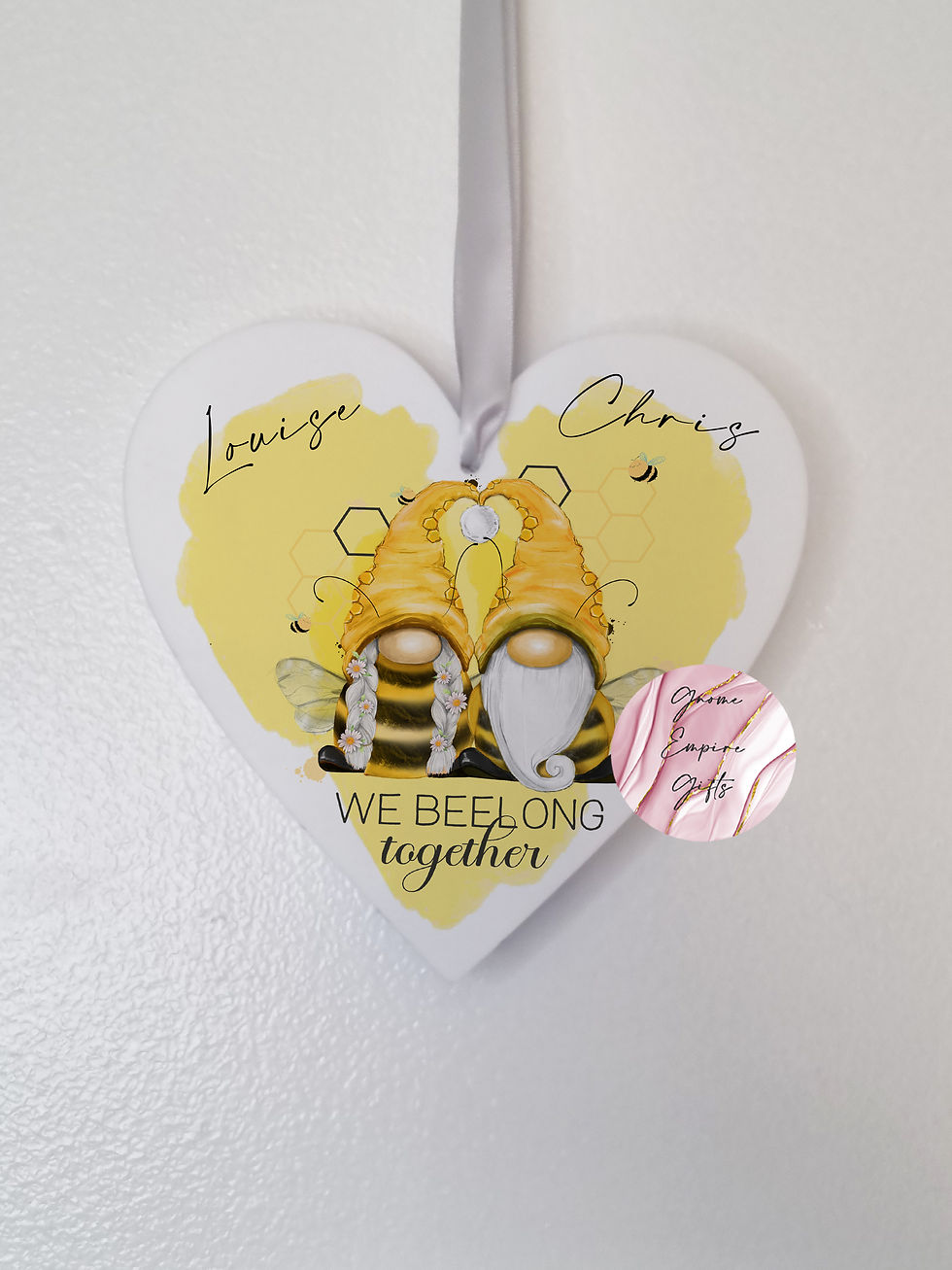 Thumbnail: Personalised Acrylic Beelong Together Gonk Hanging Heart Decoration