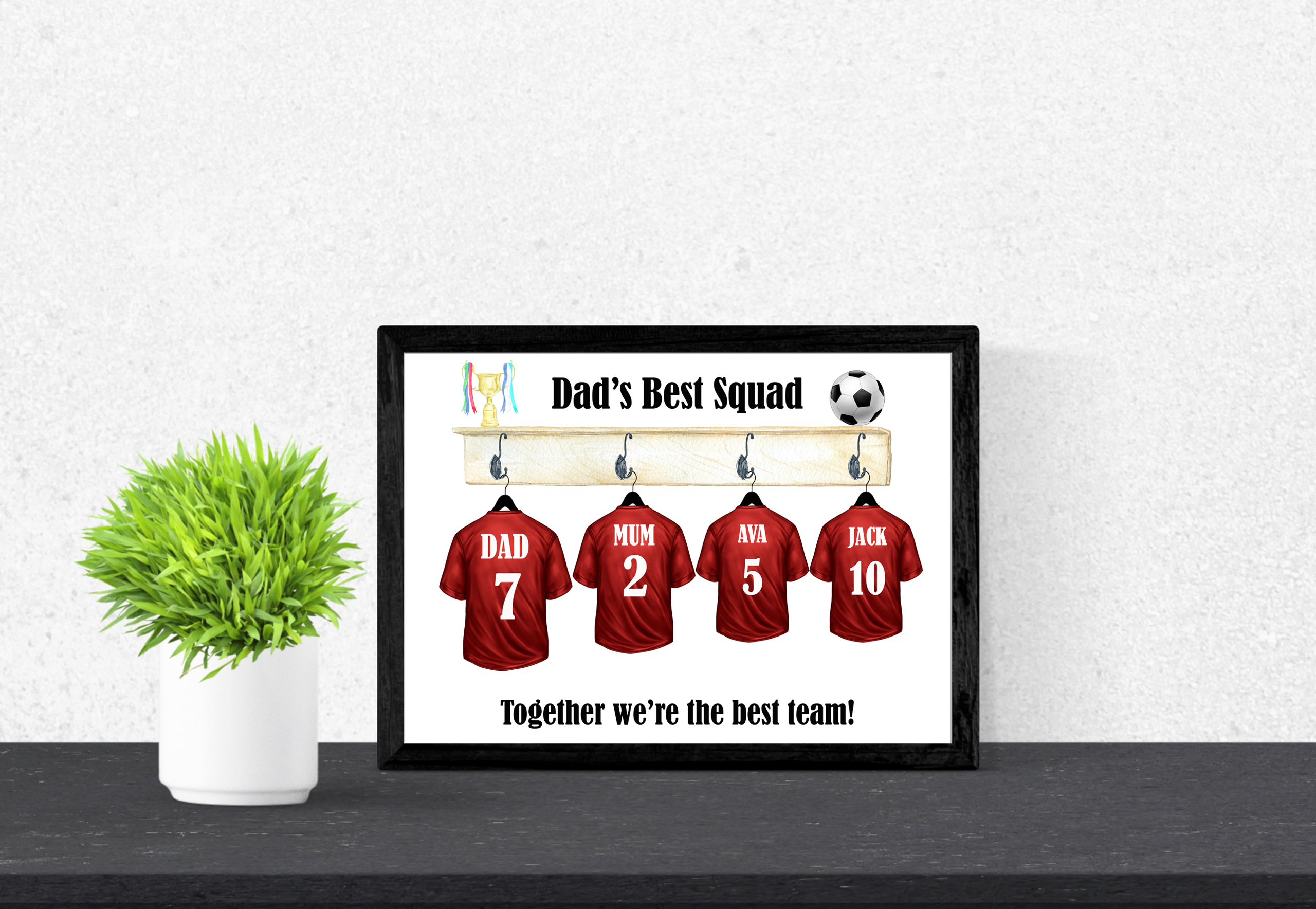 Personalised Football Shirts Print, Personalised Father's Day Gift, Dads Squad