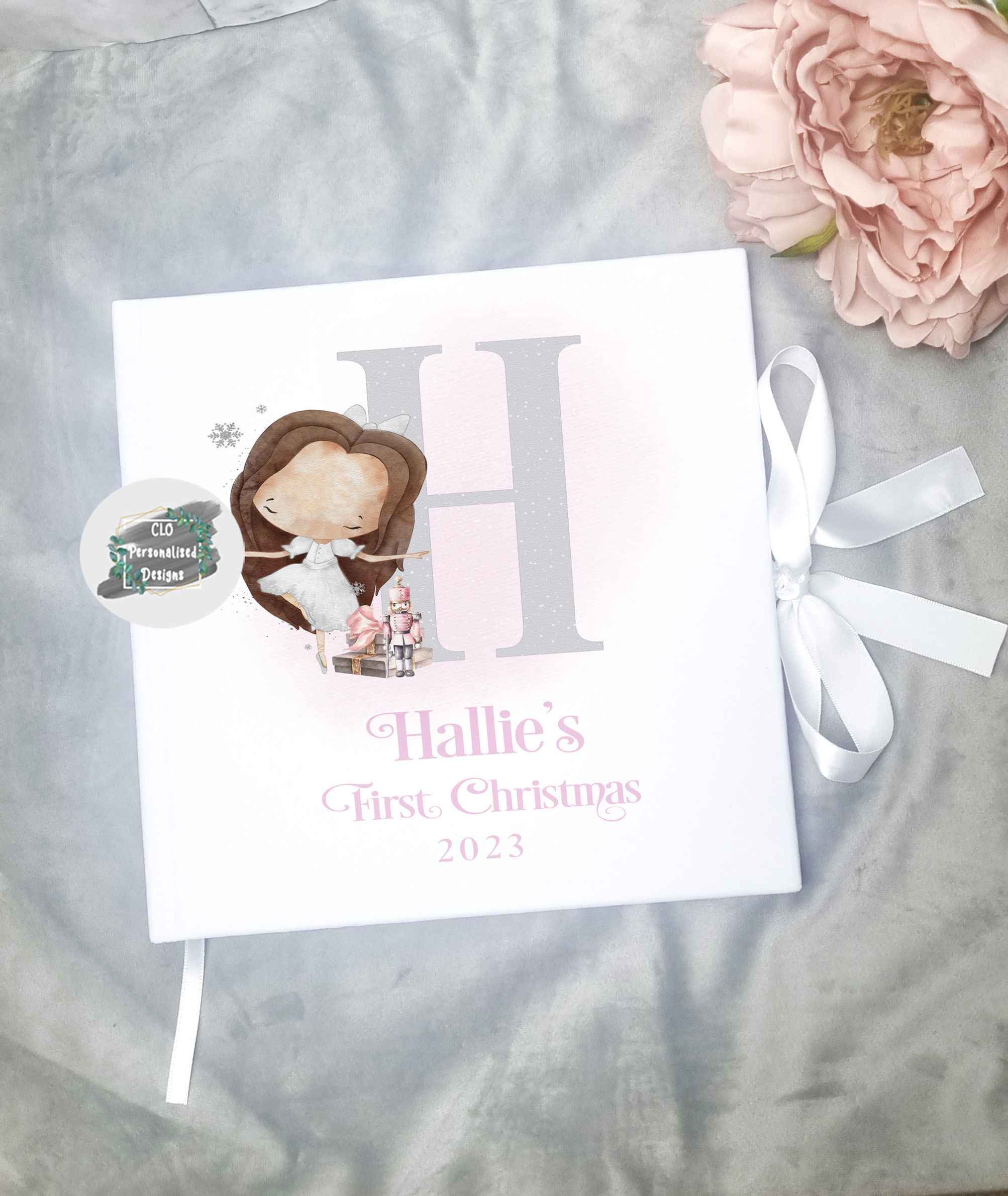 Personalised Ballerina First Christmas Keepsake Book, 1st Xmas Memory Book