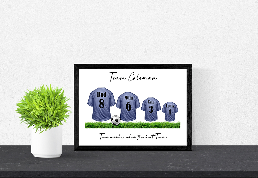 Personalised A4 Football Shirts Print, Personalised Father's Day Gift,