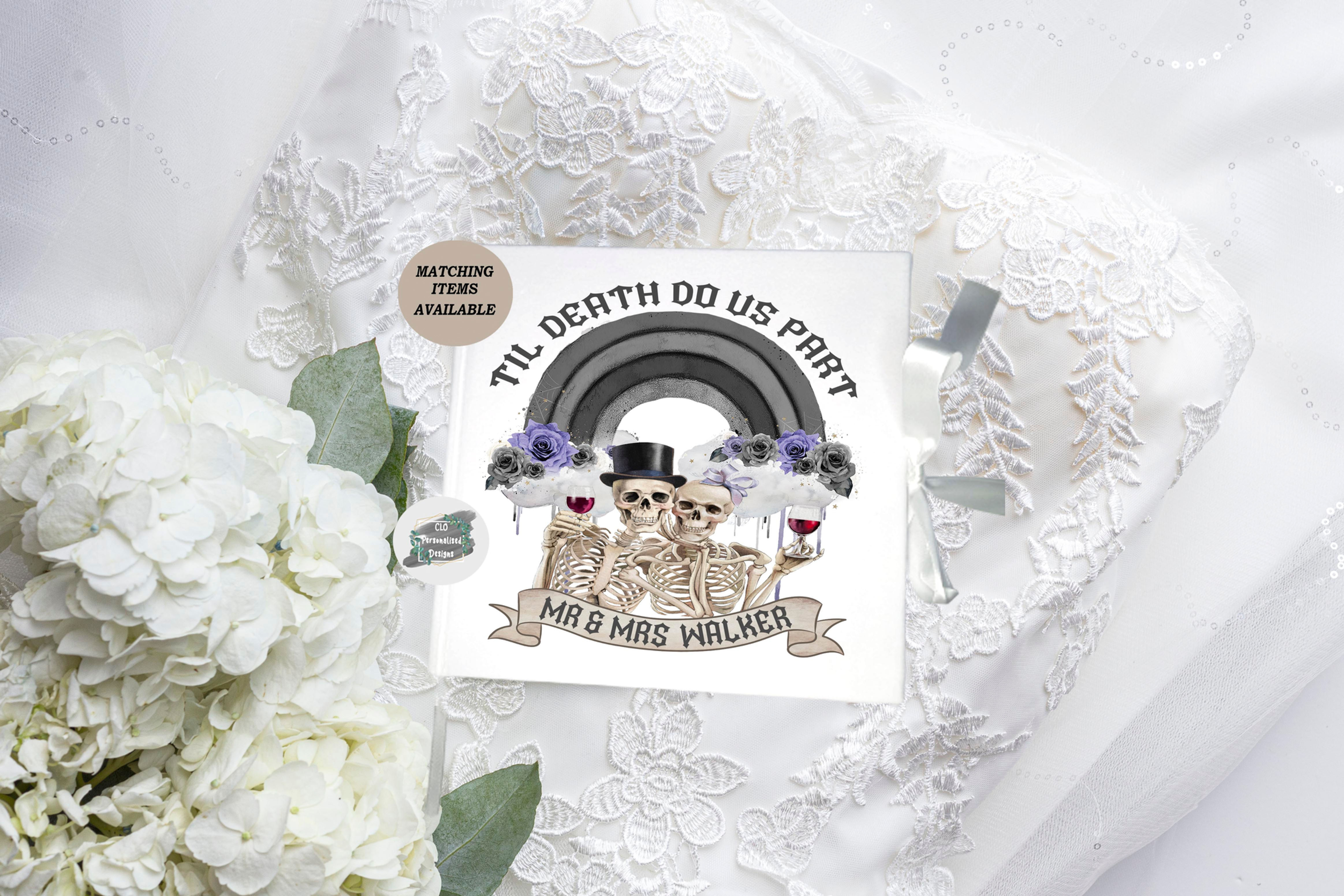 Velvet Til Death Do Us Part Gothic Rainbow Wedding Guestbook, Keepsake Book