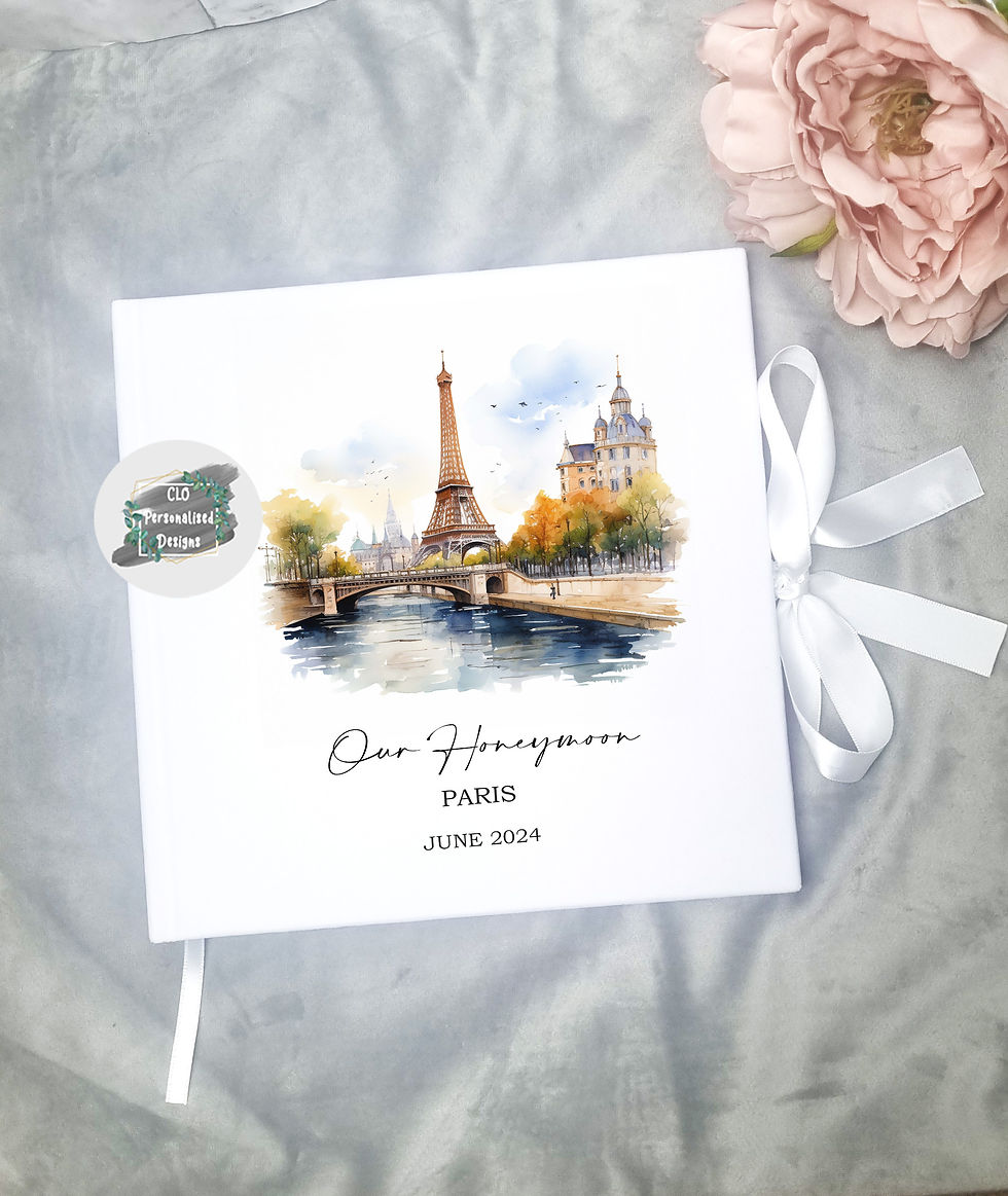 Personalised Paris Scrapbook, Honeymoon Keepsake, Honeymoon Memories