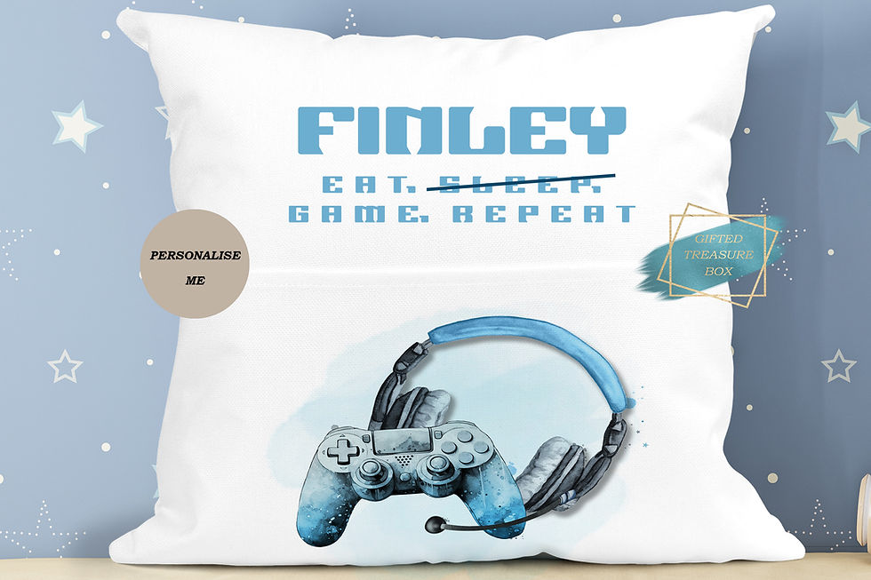 Personalised Kids Gamer Book Cushion, Room Decor, Reading Book Pillow