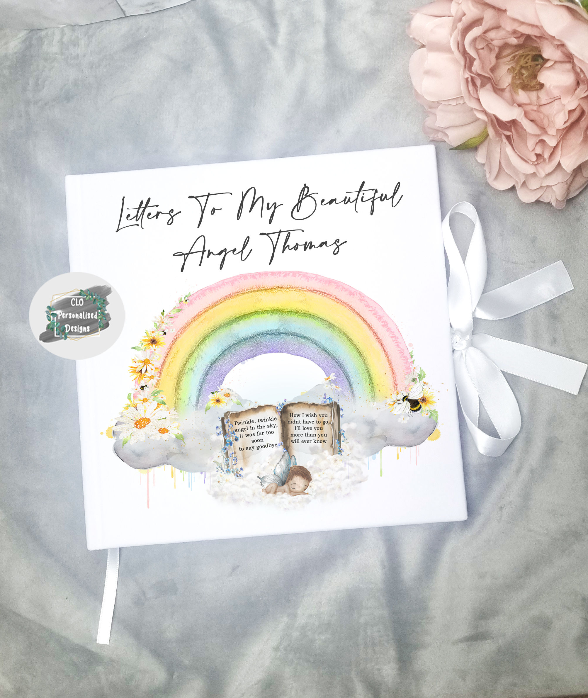 Personalised Baby Loss Letters Journal, Infant Memorial, Forget Me Nots Boy