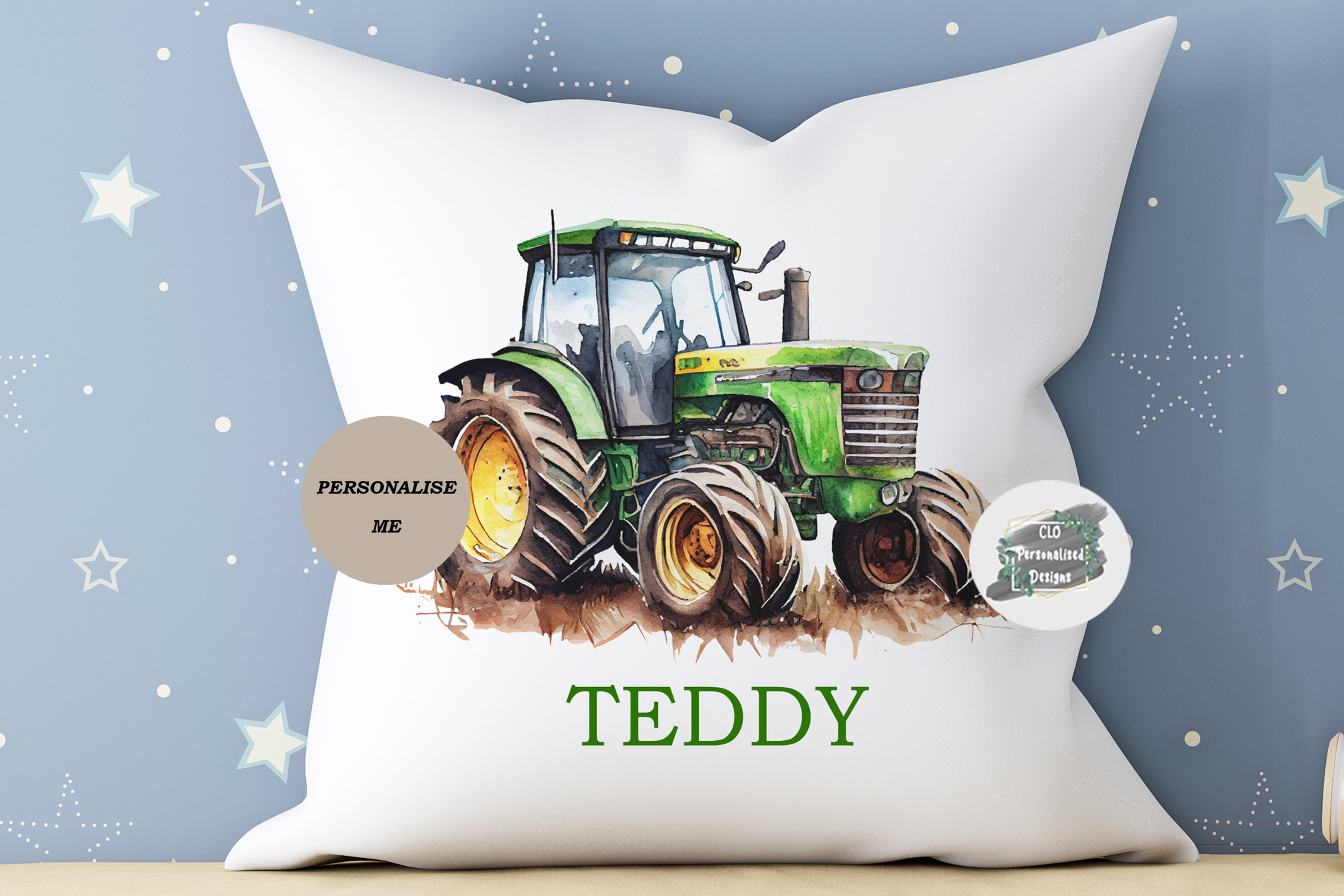 Personalised Tractor Cushion, Kids Room Decor