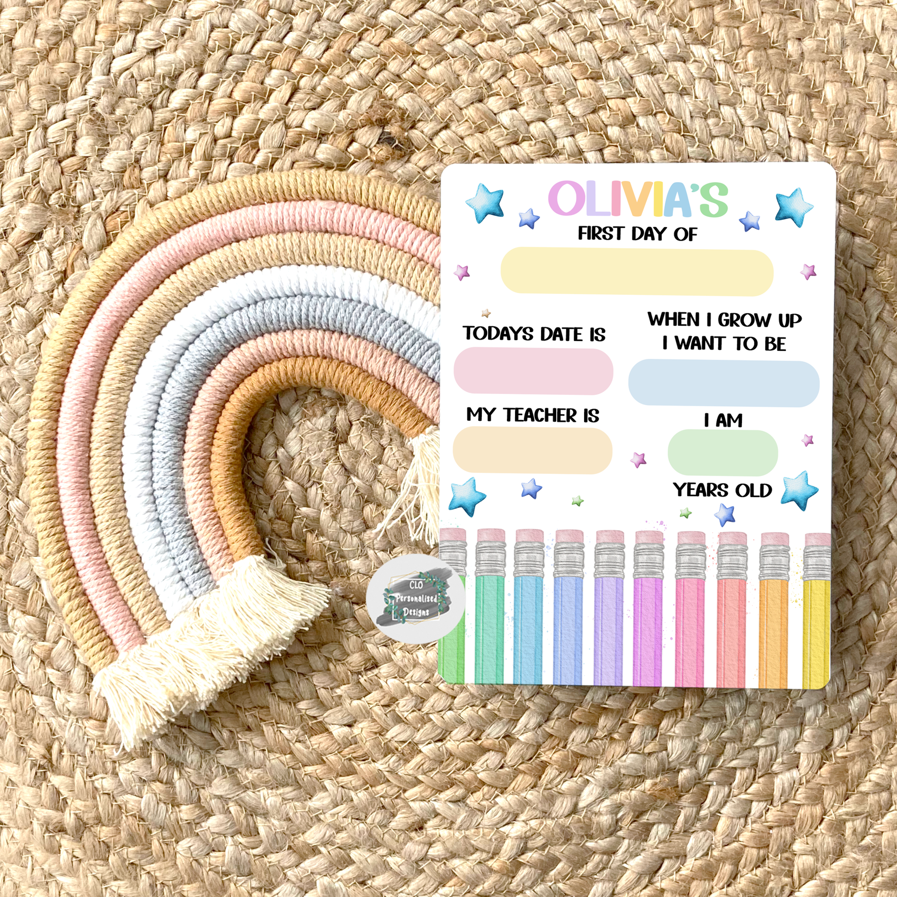 Personalised Pastel School First Day Board, First Day At School Keepsake