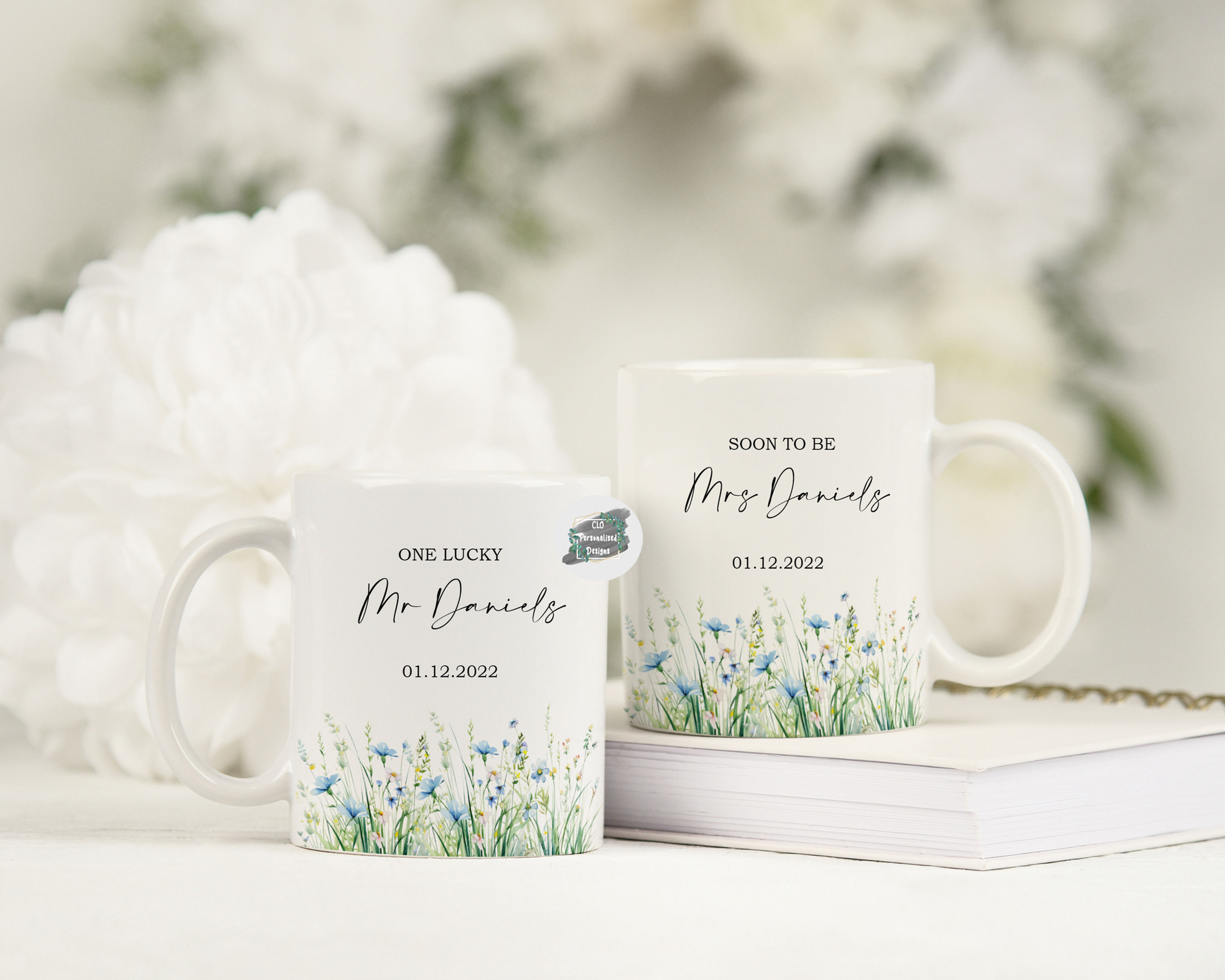 Personalised Engagement Gift, His & Hers Mugs, Soon To Be Mrs, One Lucky Mr