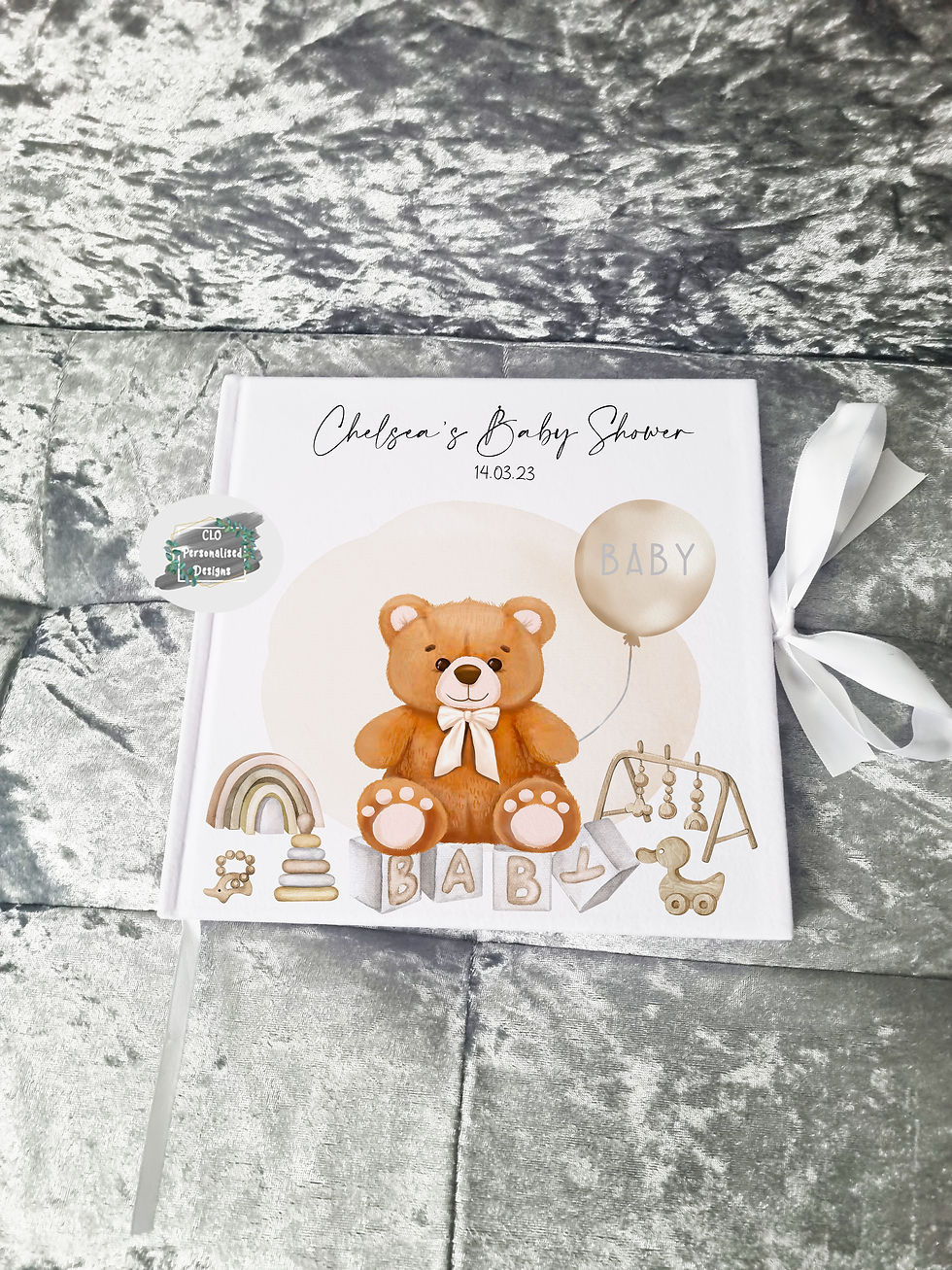 Neutral Teddy Bear Baby Shower Keepsake Book, Pregnancy Journal, Baby Shower