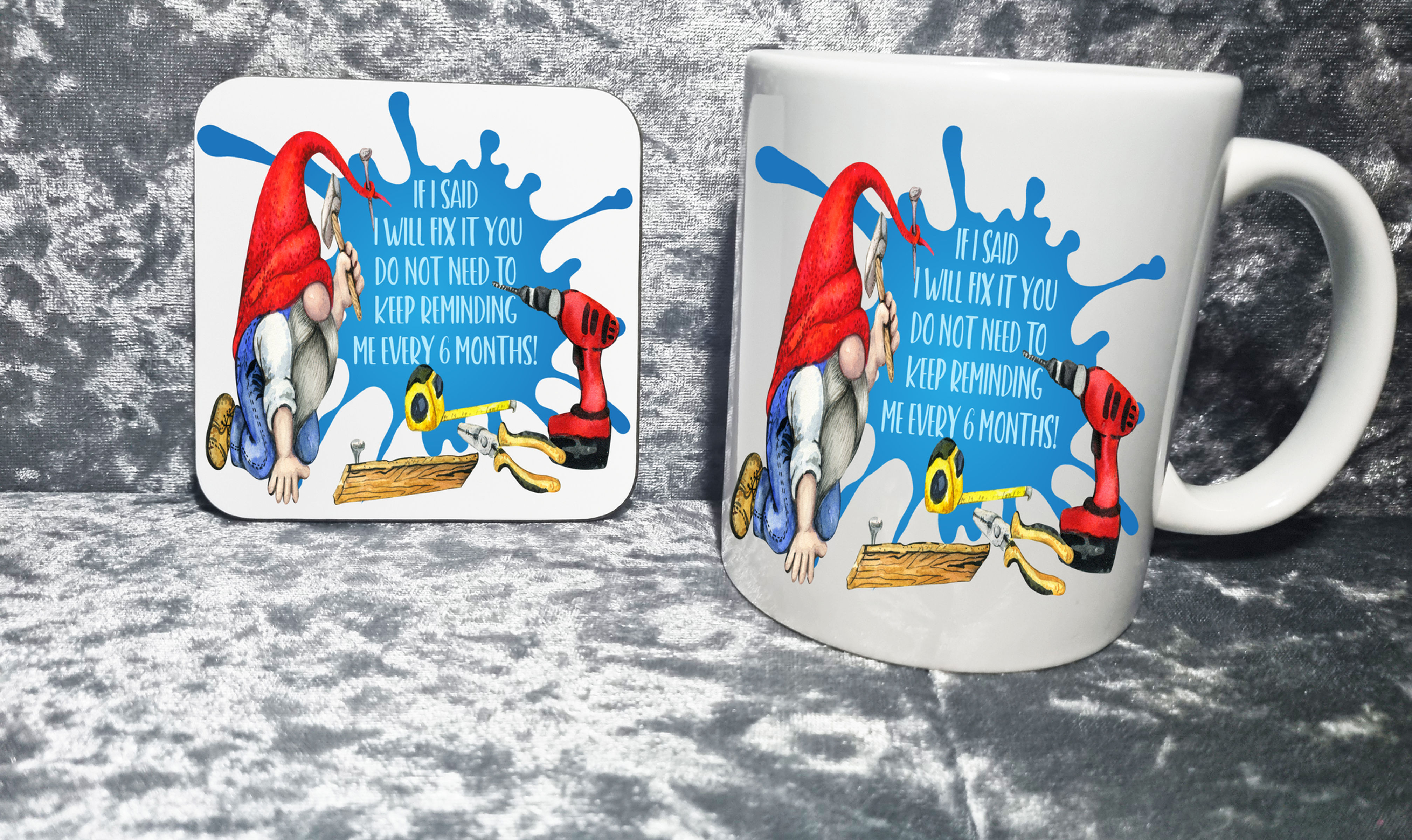 Funny Gift For Dad, Gnome Coaster & Mug