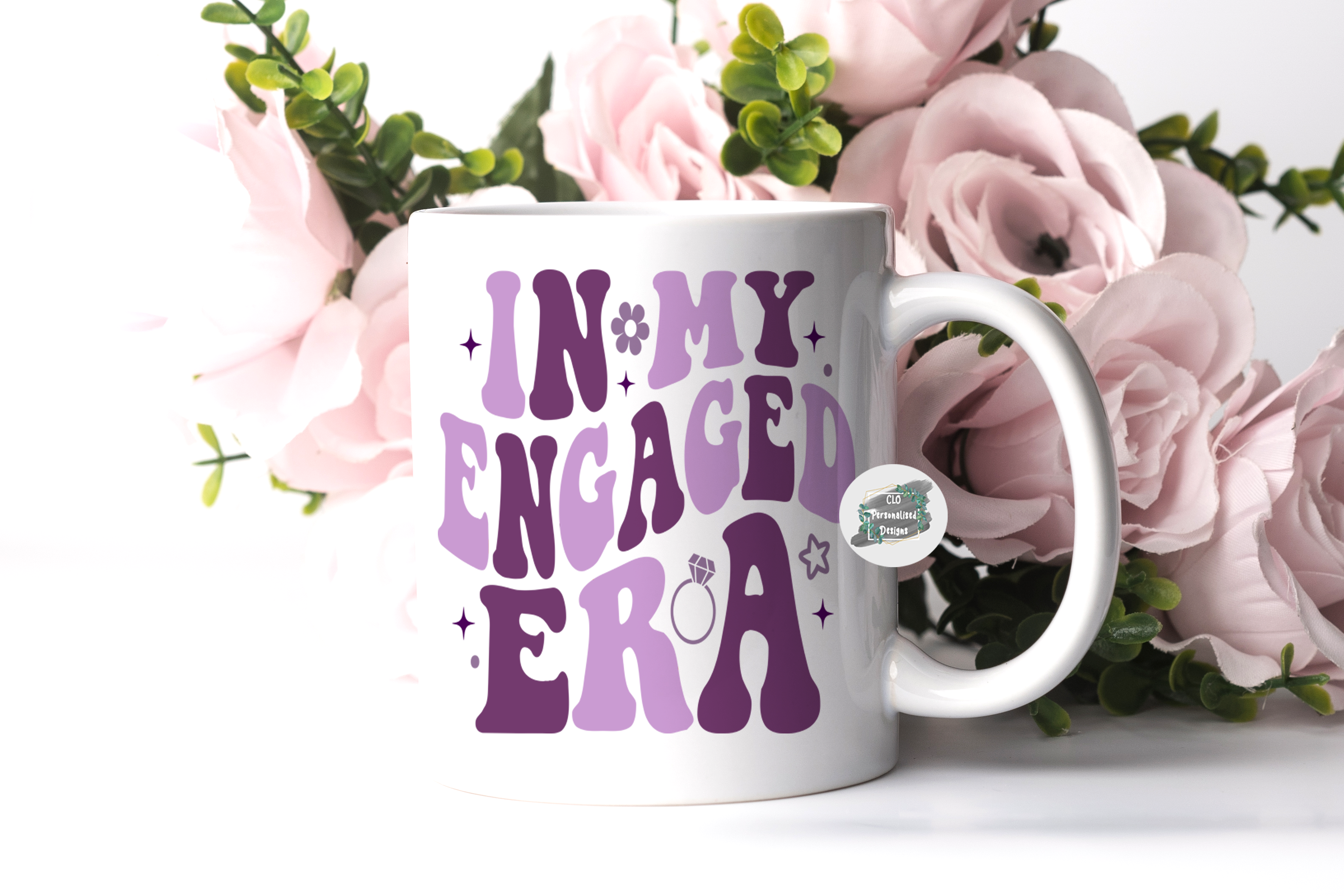 Groovy Boho Purple Engaged Era Mug, Bride To Be Gift, Engagement Gift for her