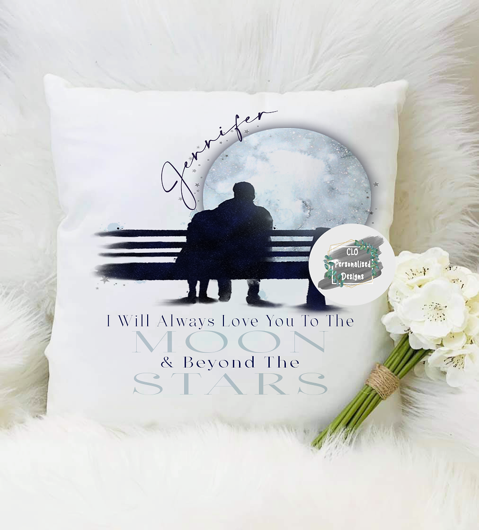 Thumbnail: Personalised Love You To The Moon Cushion, Valentines Gift, Anniversary Gift