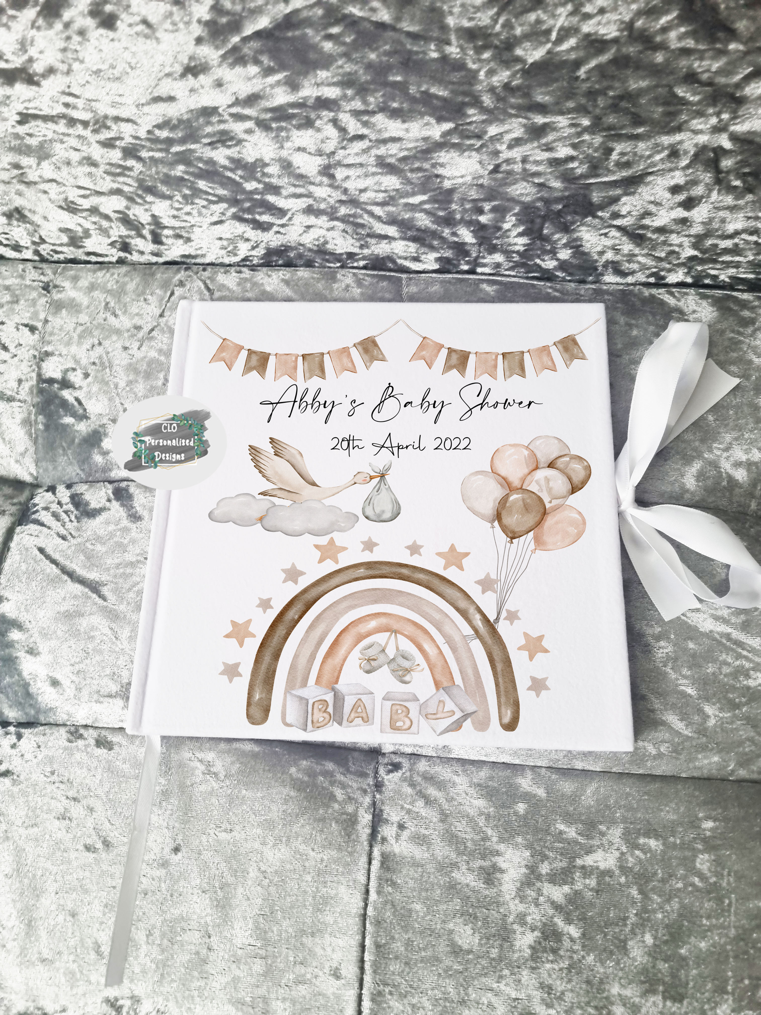 Neutral Baby Shower Keepsake Book, Pregnancy Journal, Baby Shower